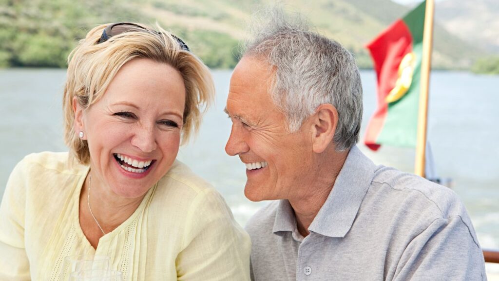Senior couple on holiday on boat