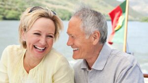 Senior couple on holiday on boat